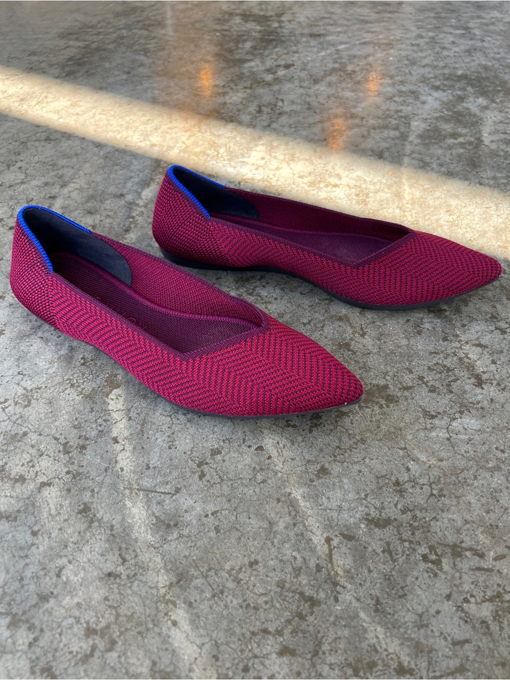 Rothy’s The Point Cabernet Herringbone Magenta / Maroon Flats Women's 6.5 - Picture 3 of 11